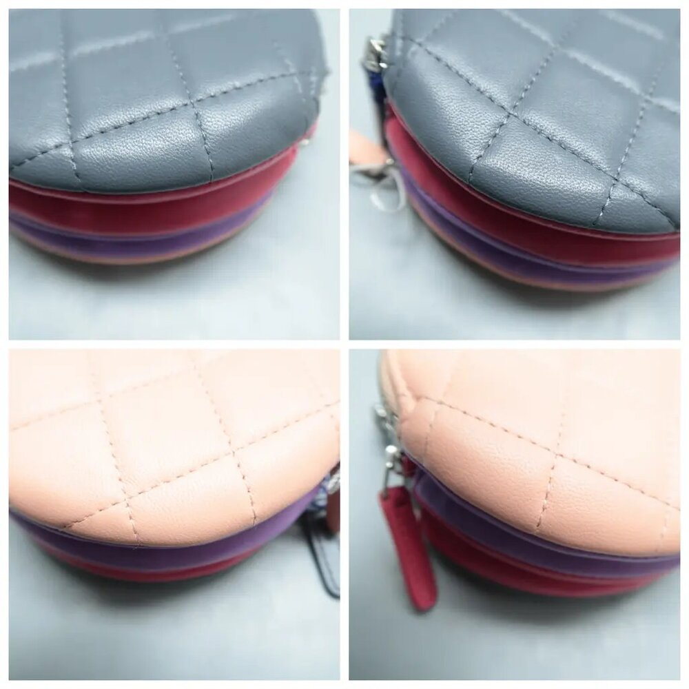 100% Authentic CHANEL Gray&Pink Leather Shoulder Bag 1596-101424 - Picture 6 of 12